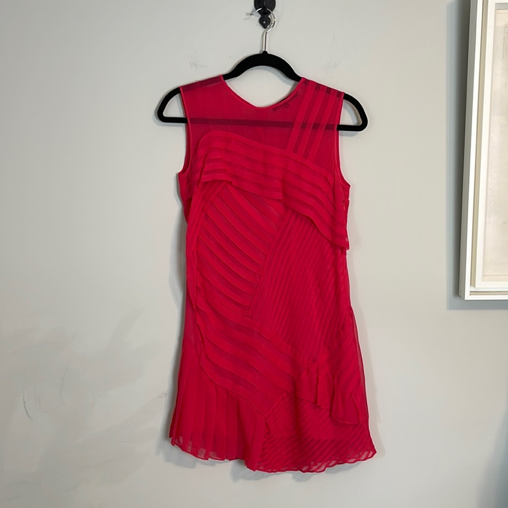 Nanette Lepore hot pink silk dress beautiful detail up close
